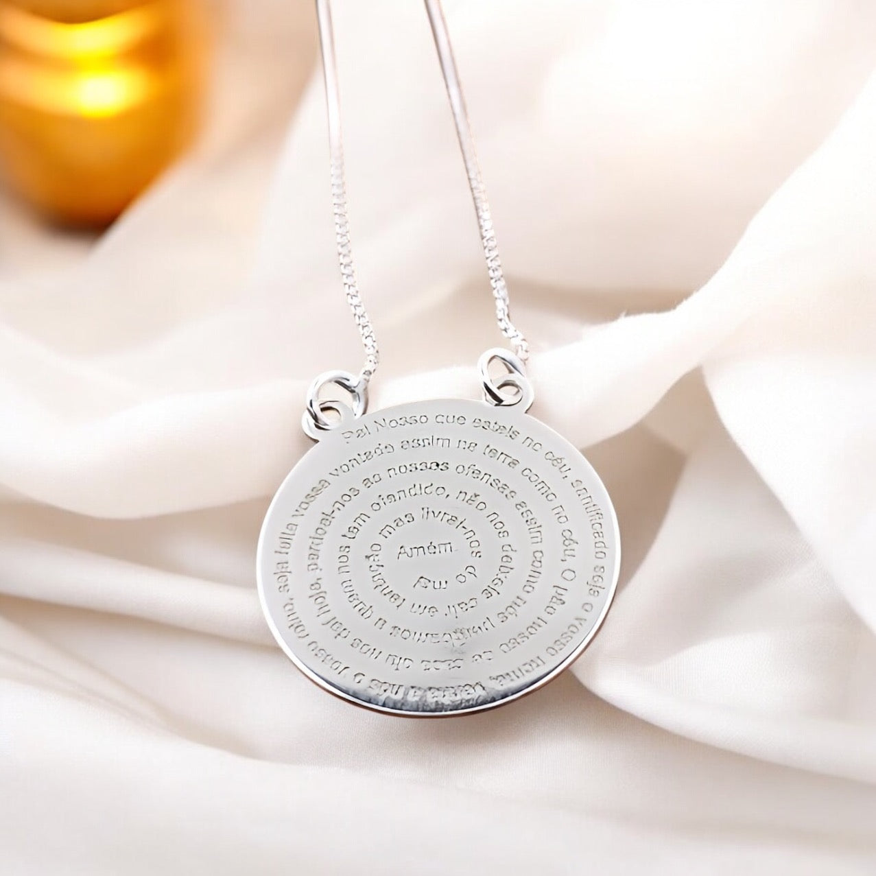 Colar Medalha Pai Nosso Prata 925