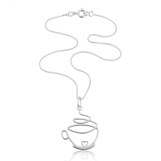 Colar Xícara  Café com o Pai Prata 925